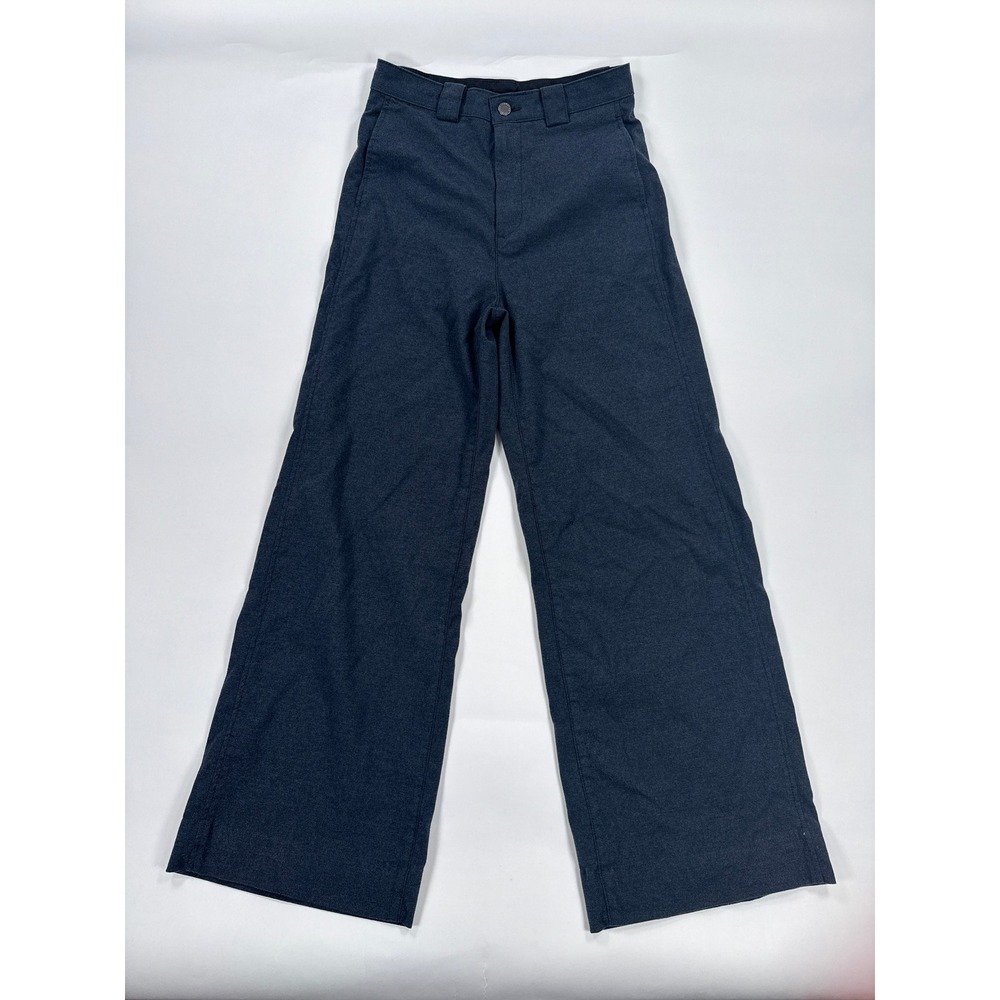 AG‎ Womens Wide Leg Pants 26 Grey Cotton Blend High Rise Minimalist Trousers